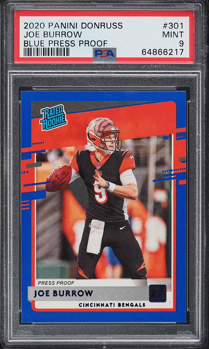 2020 Donruss Blue Press Proof Joe Burrow ROOKIE #301 PSA 9 MINT