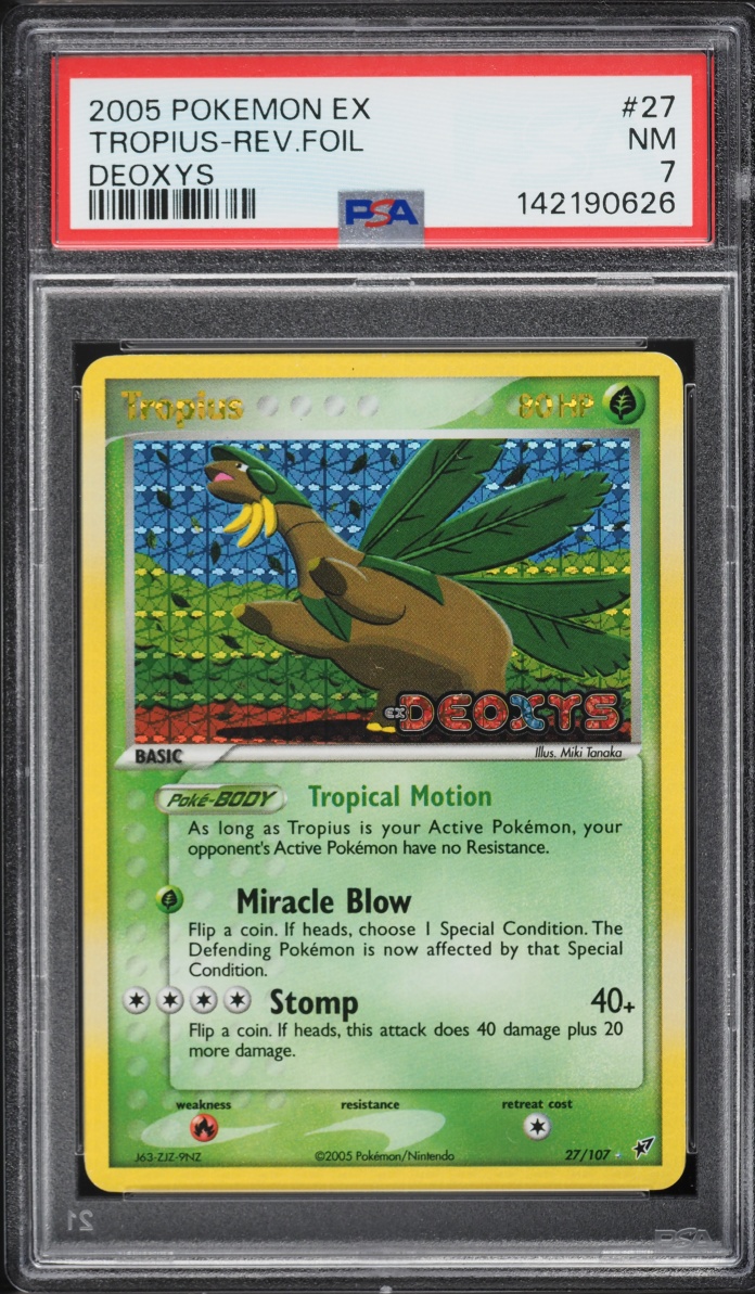 2005 Pokemon EX Deoxys Reverse Holo Tropius #27 PSA 7 NRMT