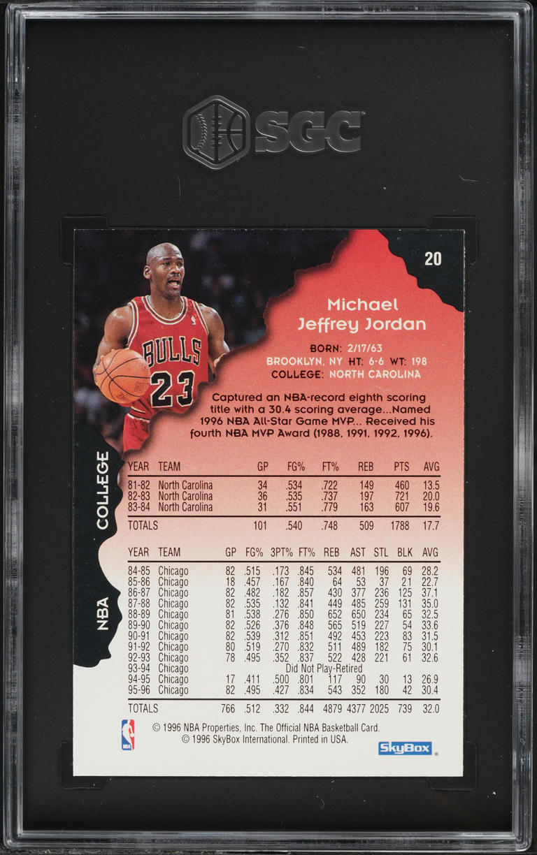 1996 Hoops Michael Jordan #20 SGC 9.5 MINT+ on Fanatics Collect