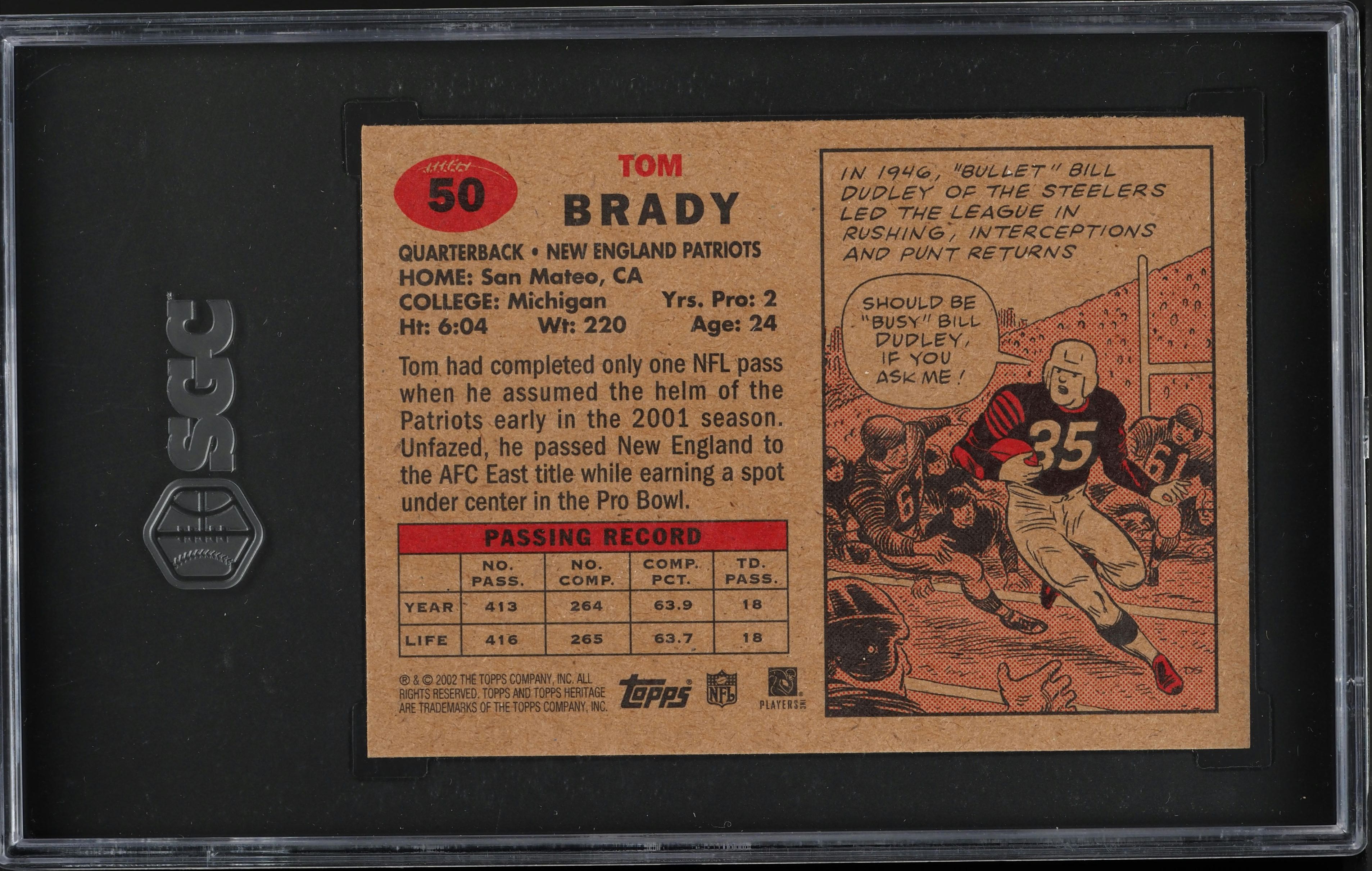 2002 Topps Heritage Tom Brady #50 SGC 9 MINT