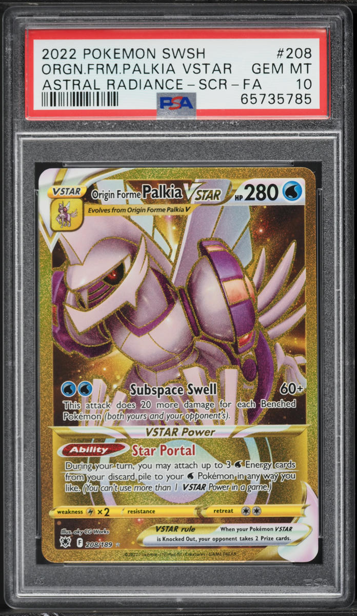 2022 Pokemon Sword & Shield Astral Radiance Gold Rare Origin Forme Palkia VSTAR #208 PSA 10 GEM