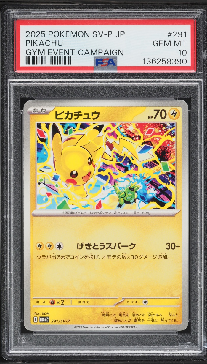 2025 Pokemon Japanese Scarlet & Violet Promo Gym Event Campaign Pikachu #291 PSA 10 GEM MINT