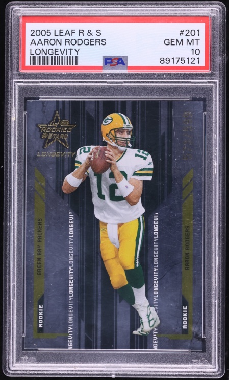 2005 Leaf Rookies & Stars Longevity Aaron Rodgers ROOKIE /599 #201 PSA 10 GEM MINT - Photo 1