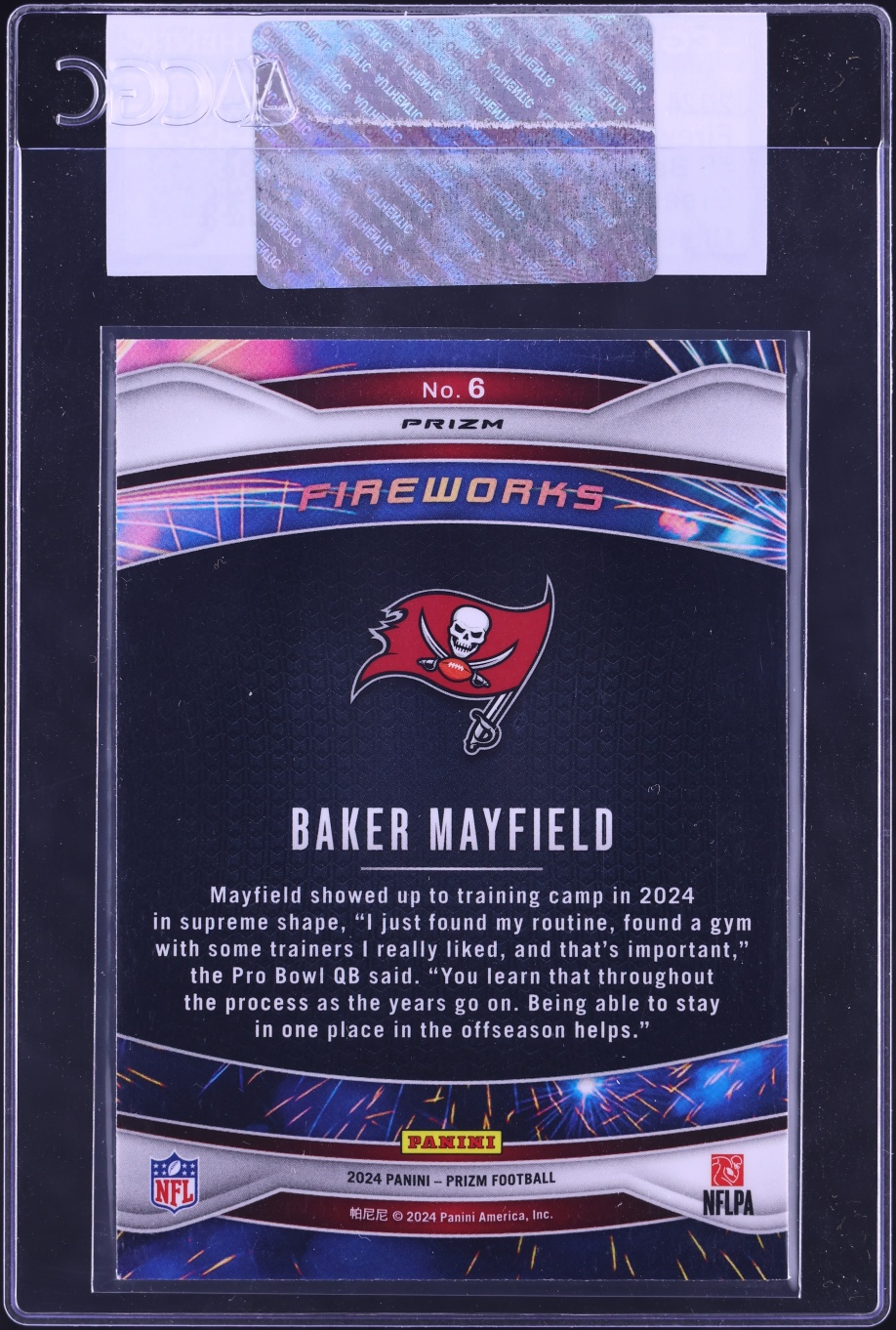 2024 Panini Prizm Fireworks Green Wave Baker Mayfield #6 CGC AUTH