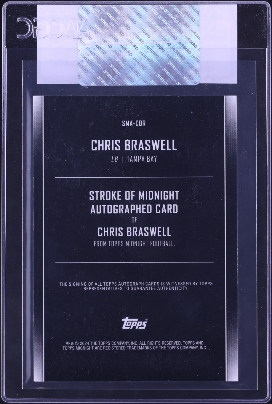 2024 Topps Midnight Stroke Of Midnight Chris Braswell ROOKIE AUTO #SMA-CBR CGC AUTH