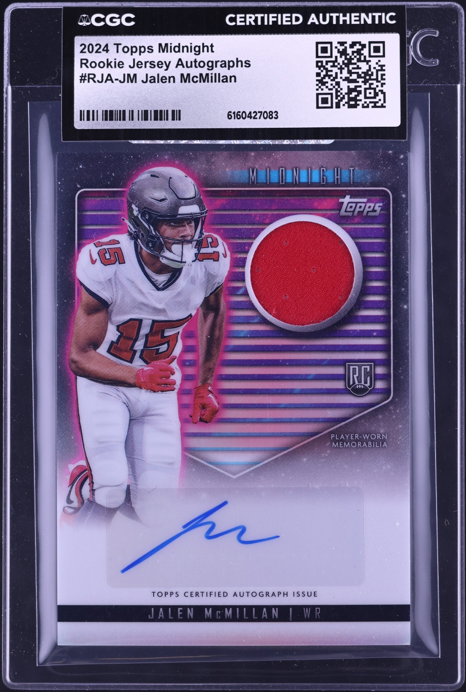 2024 Topps Midnight Jersey Jalen McMillan ROOKIE PATCH AUTO #RJA-JM CGC AUTH