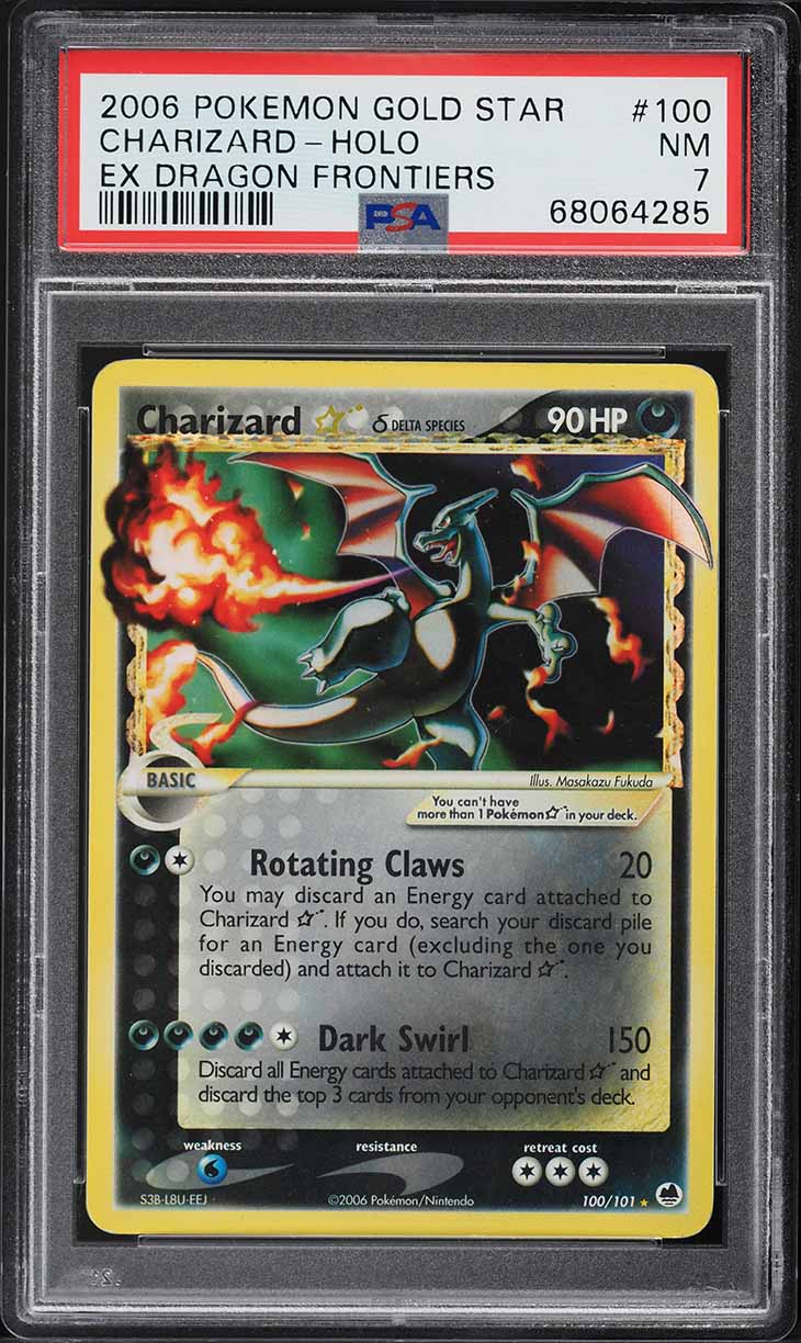 2006 Pokemon EX Dragon Frontiers Holo Charizard Gold Star #100 PSA 7 NRMT