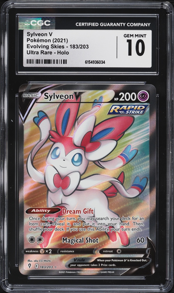 2021 Pokemon Sword & Shield Evolving Skies Full Art Sylveon V #183 CGC 10 GEM MINT