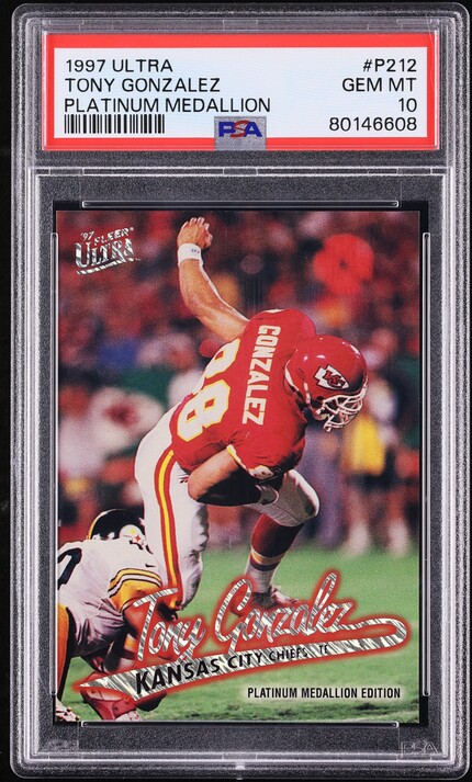 1997 Ultra Platinum Medallion Tony Gonzalez ROOKIE #P212 PSA 10 GEM MINT