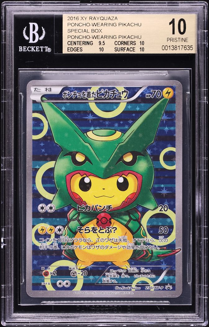 2016 Pokemon Japanese XY Promo Full Art Rayquaza Poncho Wearing Pikachu #230 BGS 10 PRISTINE