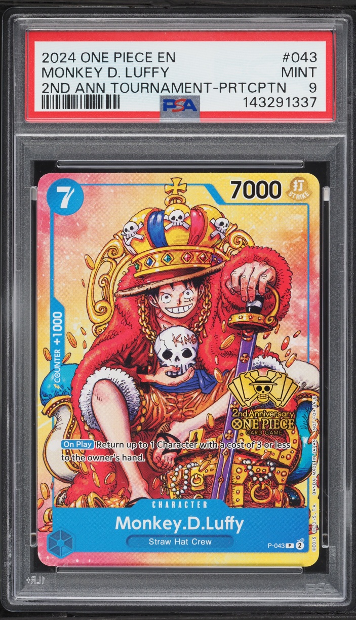 2024 One Piece Promo 2nd Anniversary Tournament Participation Monkey D. Luffy #P-043 PSA 9 MINT
