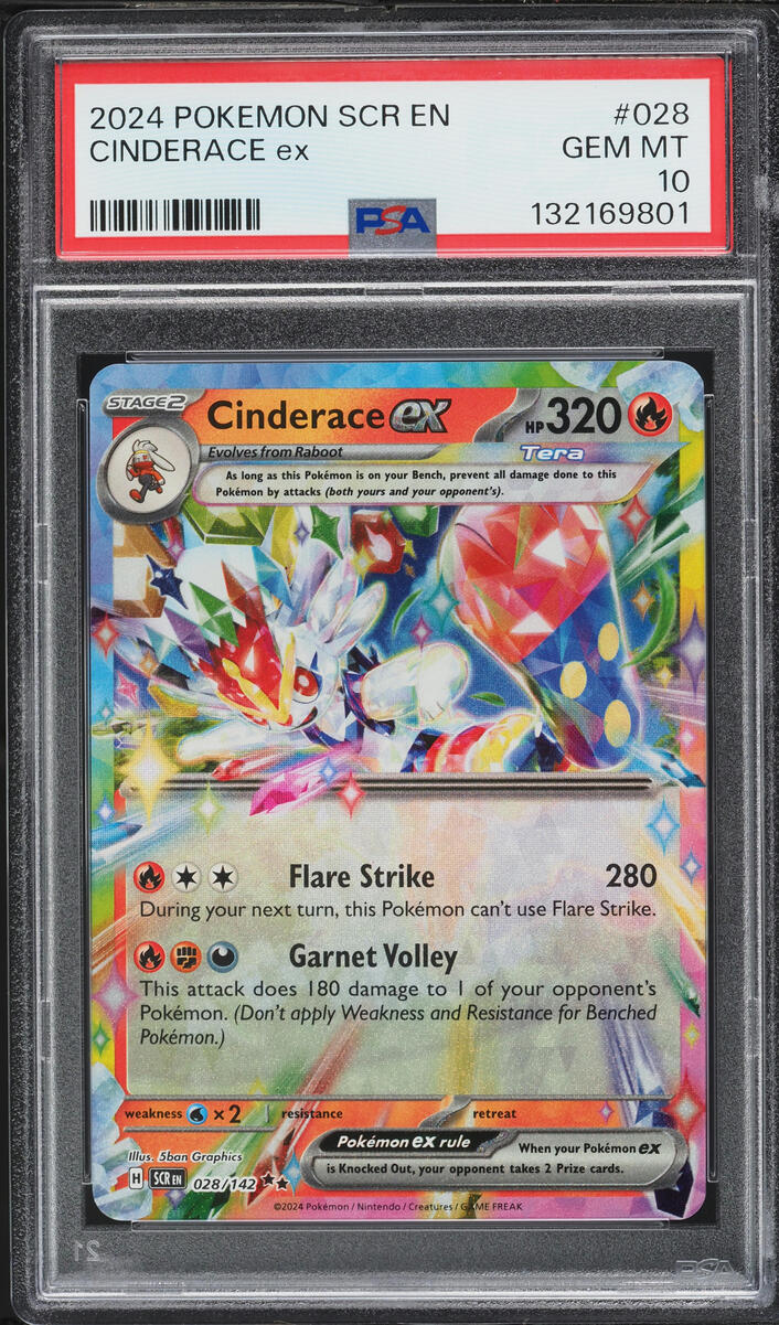 2024 Pokemon Scarlet & Violet Stellar Crown Holo Cinderace ex #28 PSA 10 GEM MINT