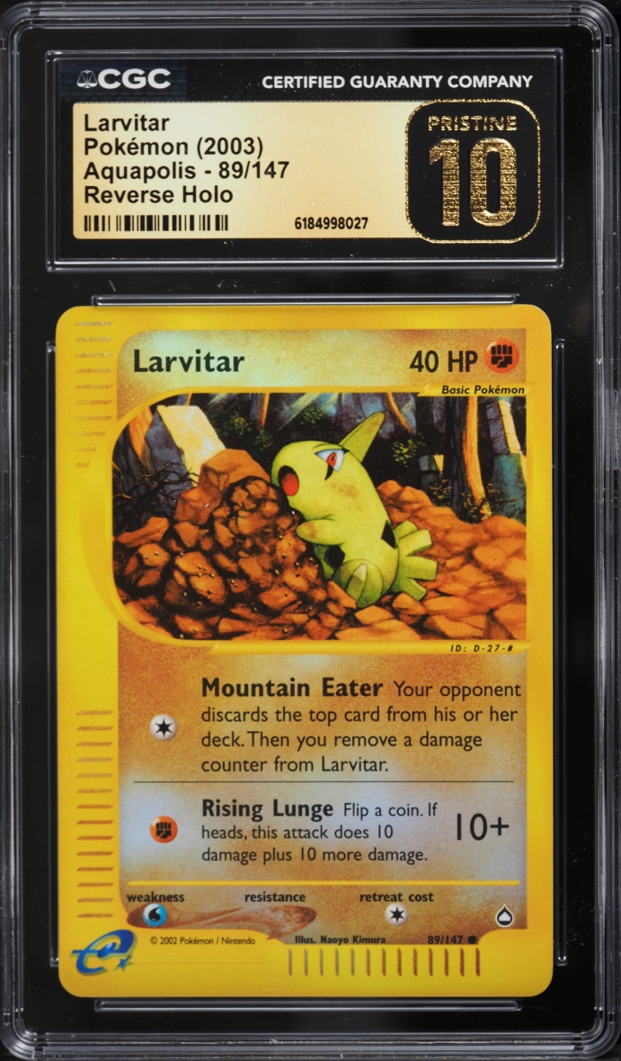 2003 Pokemon Aquapolis Reverse Holo Larvitar #89 CGC 10 PRISTINE