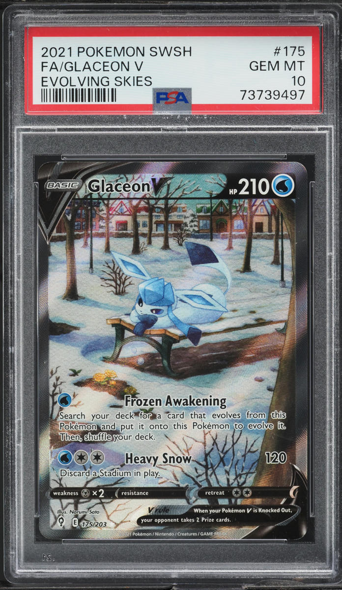 2021 Pokemon SWSH Evolving Skies Alt Art Glaceon V #175 PSA 10 GEM MINT