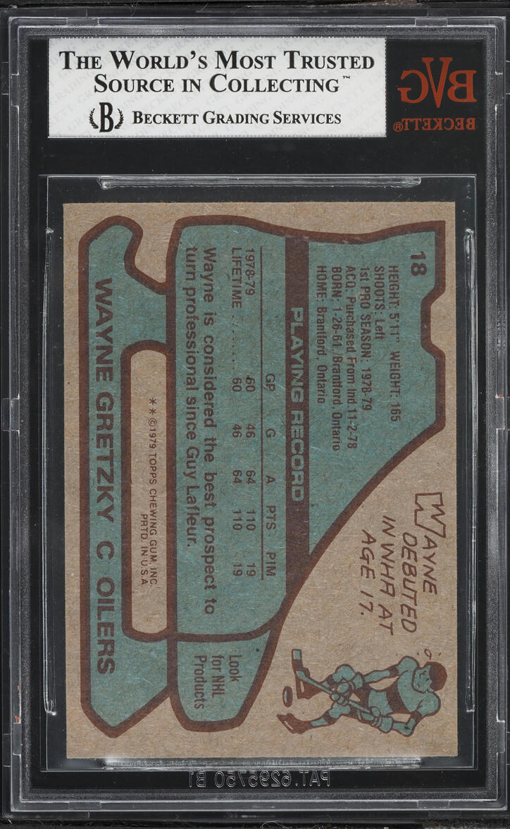 1979 Topps Hockey Wayne Gretzky ROOKIE #18 BVG 8 NM-MT