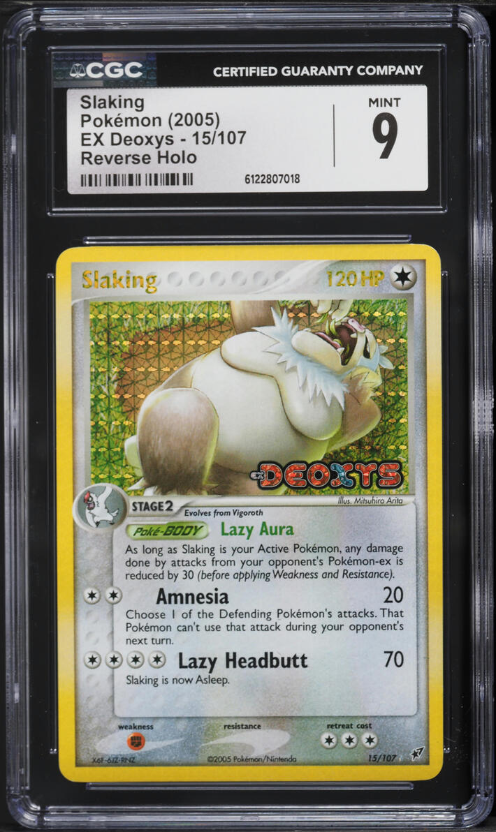 2005 Pokemon EX Deoxys Reverse Holo Slaking #15 CGC 9 MINT