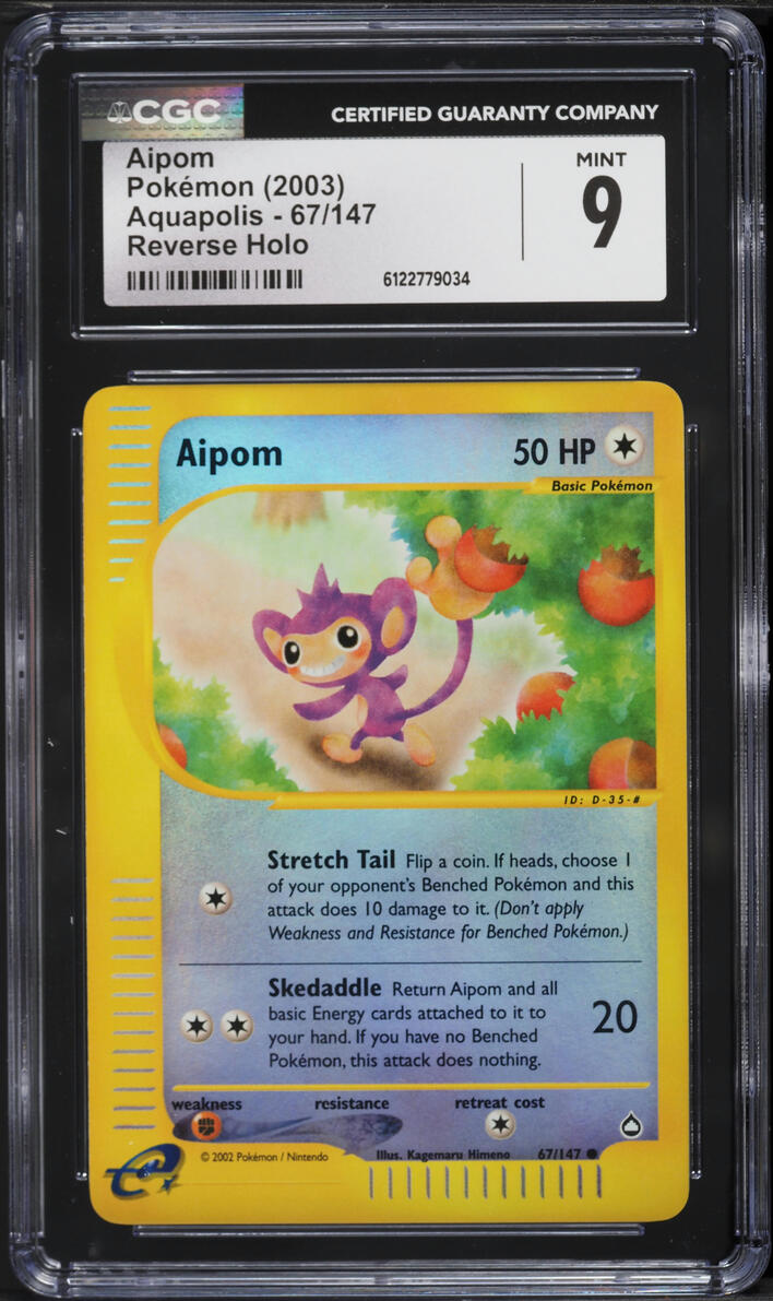 2003 Pokemon Aquapolis Reverse Holo Aipom #67 CGC 9 MINT