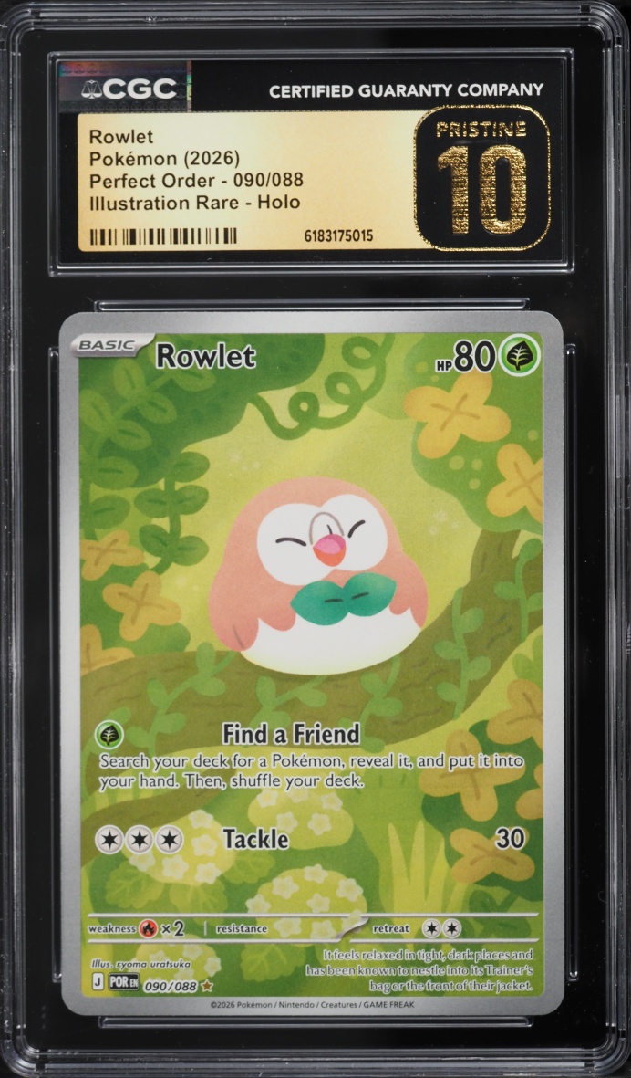 2026 Pokemon Mega Evolution Perfect Order IR Rowlet #90 CGC 10 PRISTINE