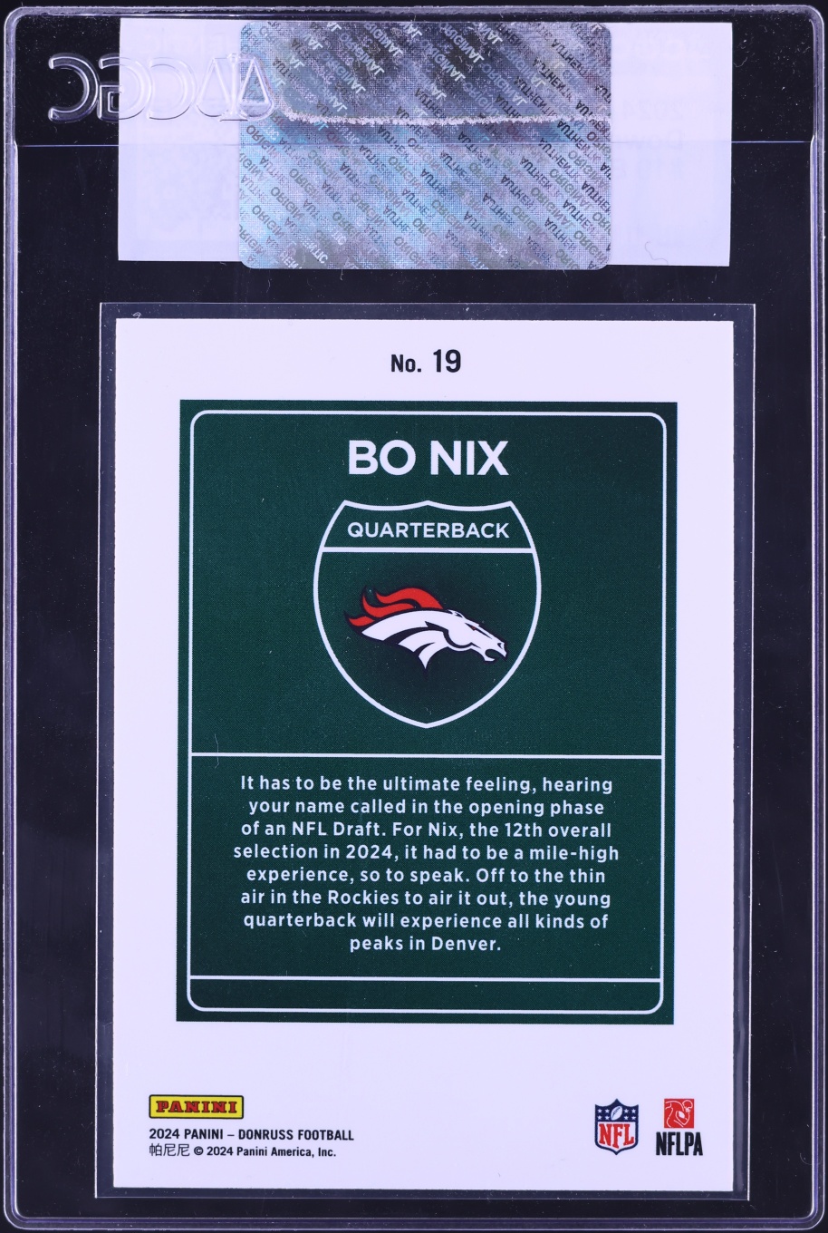 2024 Donruss Downtown Bo Nix ROOKIE #19 CGC AUTH