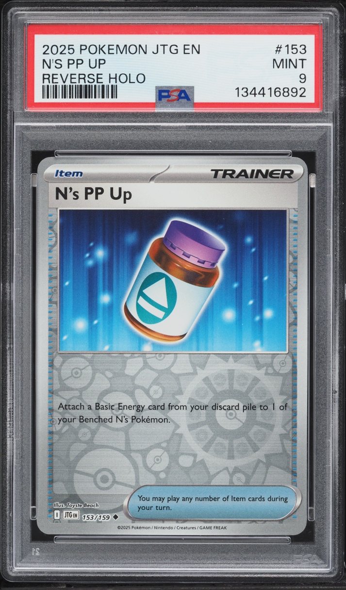 2025 Pokemon Scarlet & Violet Journey Together Reverse Holo N's PP Up #153 PSA 9 MINT