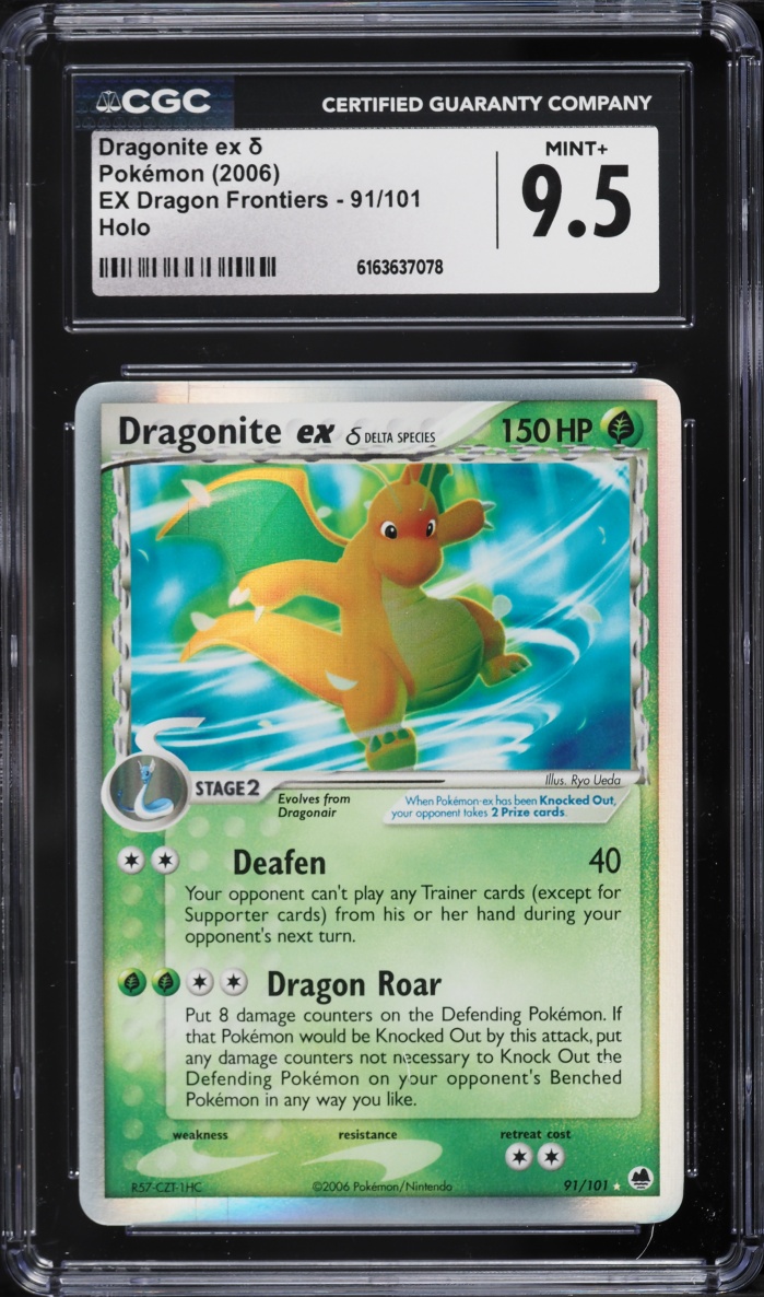 2006 Pokemon EX Dragon Frontiers Holo Dragonite ex #91 CGC 9.5 MINT+