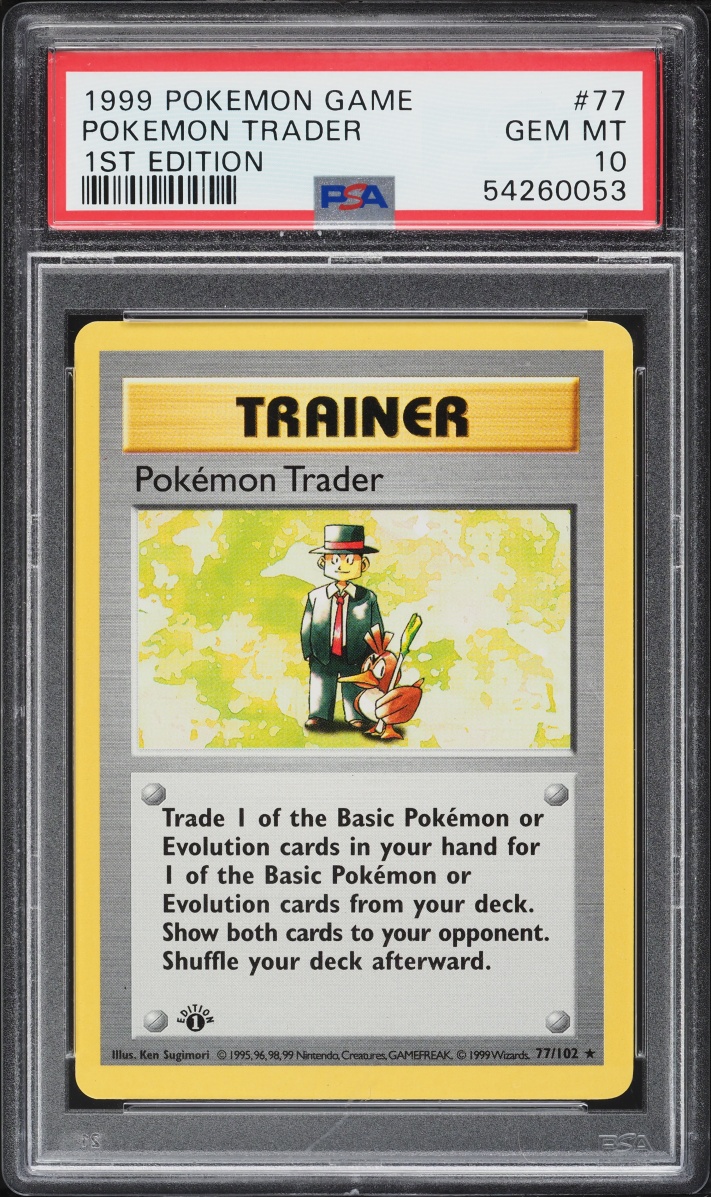 1999 Pokemon Base Set Shadowless 1st Edition Pokemon Trader #77 PSA 10 GEM MINT