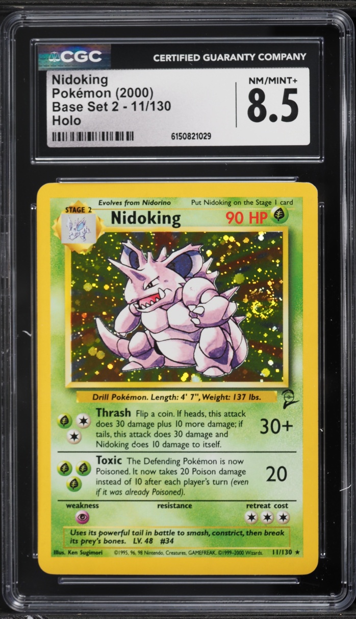 2000 Pokemon Base Set 2 Holo Nidoking #11 CGC 8.5 NM-MT+