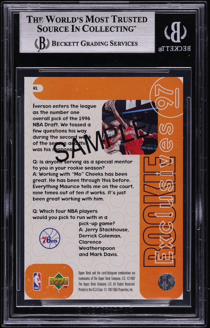 1996 Upper Deck Exclusives Promo Allen Iverson ROOKIE #R1P BGS 9 MINT