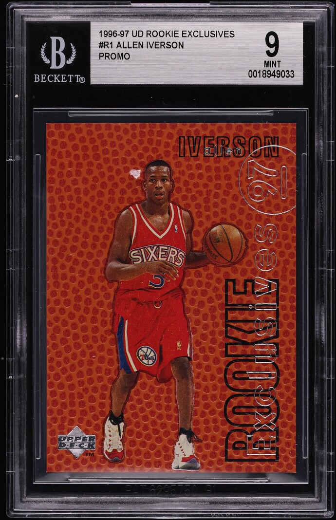 1996 Upper Deck Exclusives Promo Allen Iverson ROOKIE #R1P BGS 9 MINT