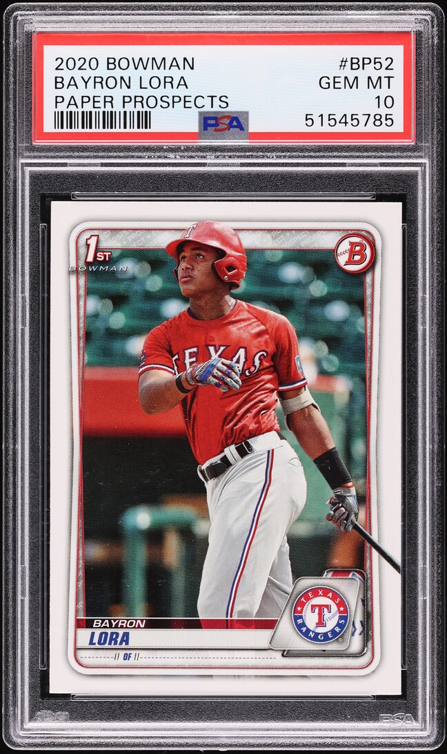 2020 Bowman Paper Bayron Lora PROSPECT #BP-52 PSA 10 GEM MINT
