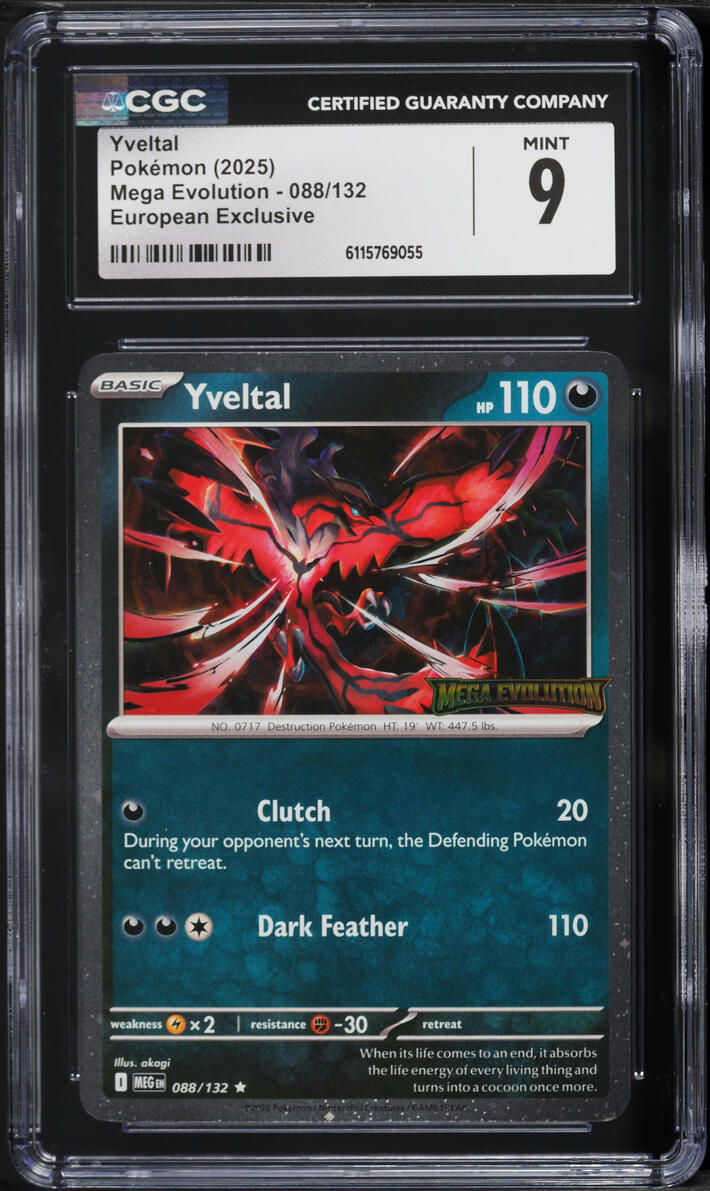 2025 Pokemon Mega Evolution European Exclusive Yveltal #088 CGC 9 MINT