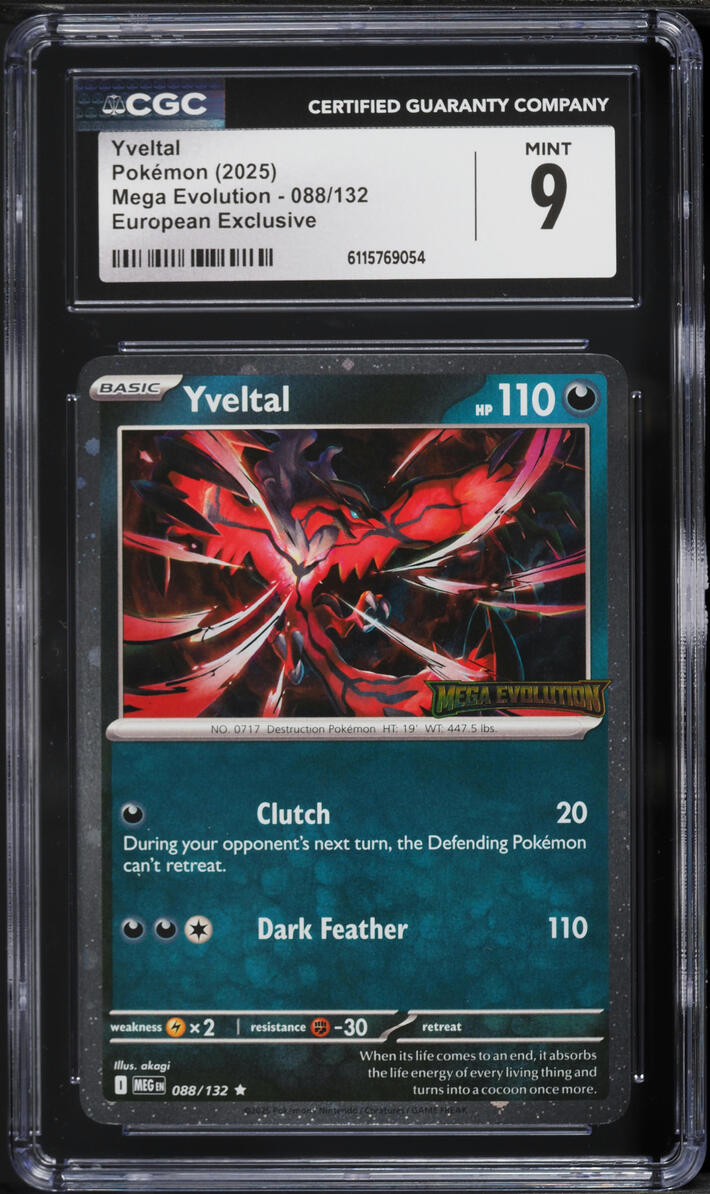2025 Pokemon Mega Evolution European Exclusive Yveltal #088 CGC 9 MINT