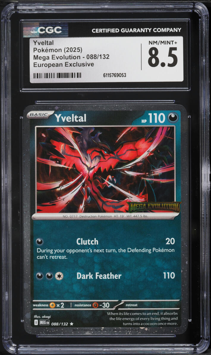 2025 Pokemon Mega Evolution European Exclusive Yveltal #88 CGC 8.5 NM-MT+