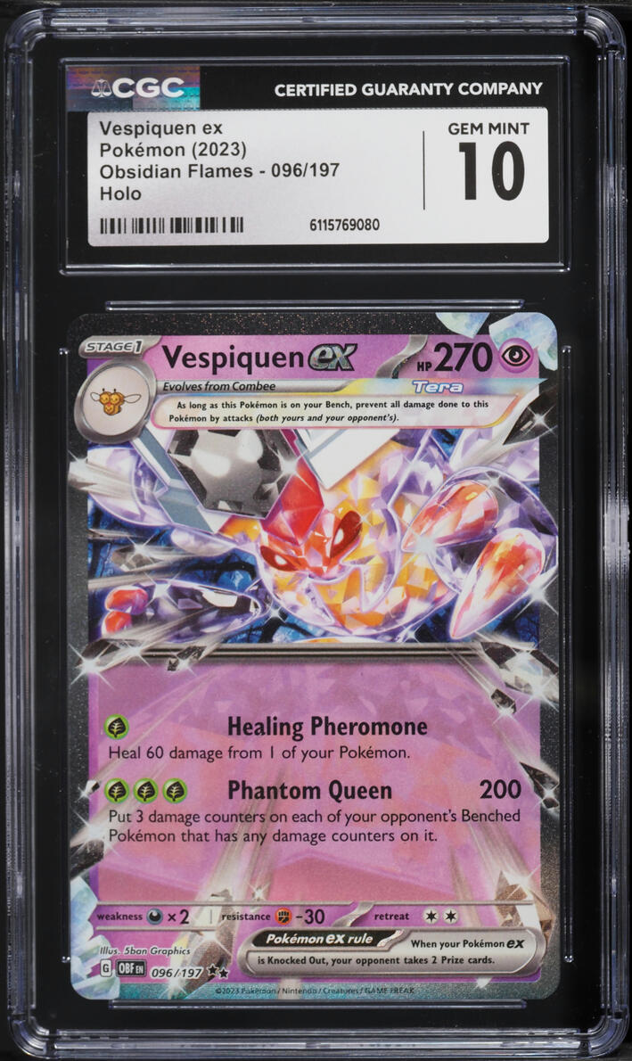 2023 Pokemon Scarlet & Violet Obsidian Flames Holo Vespiquen ex #96 CGC 10 GEM MINT