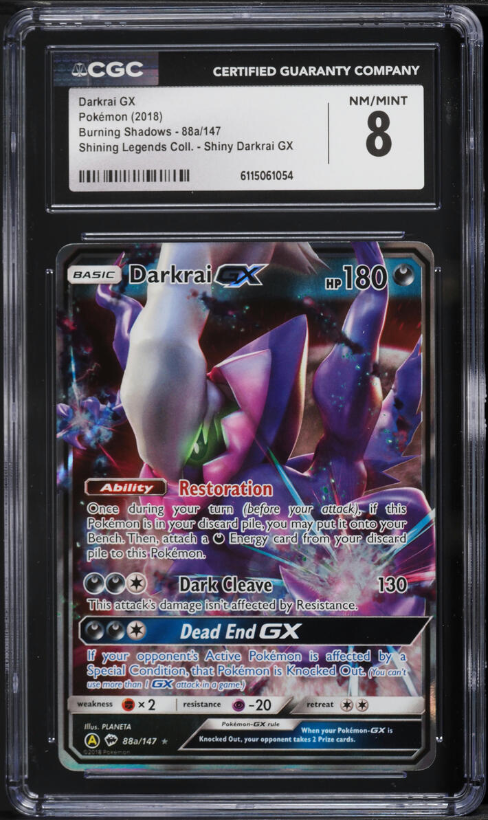 2018 Pokemon Sun & Moon Burning Shadows Shining Legends Darkrai GX #88a CGC 8 NM-MT