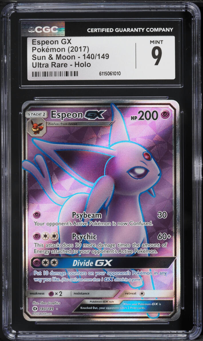 2017 Pokemon Sun & Moon Full Art Espeon GX #140 CGC 9 MINT