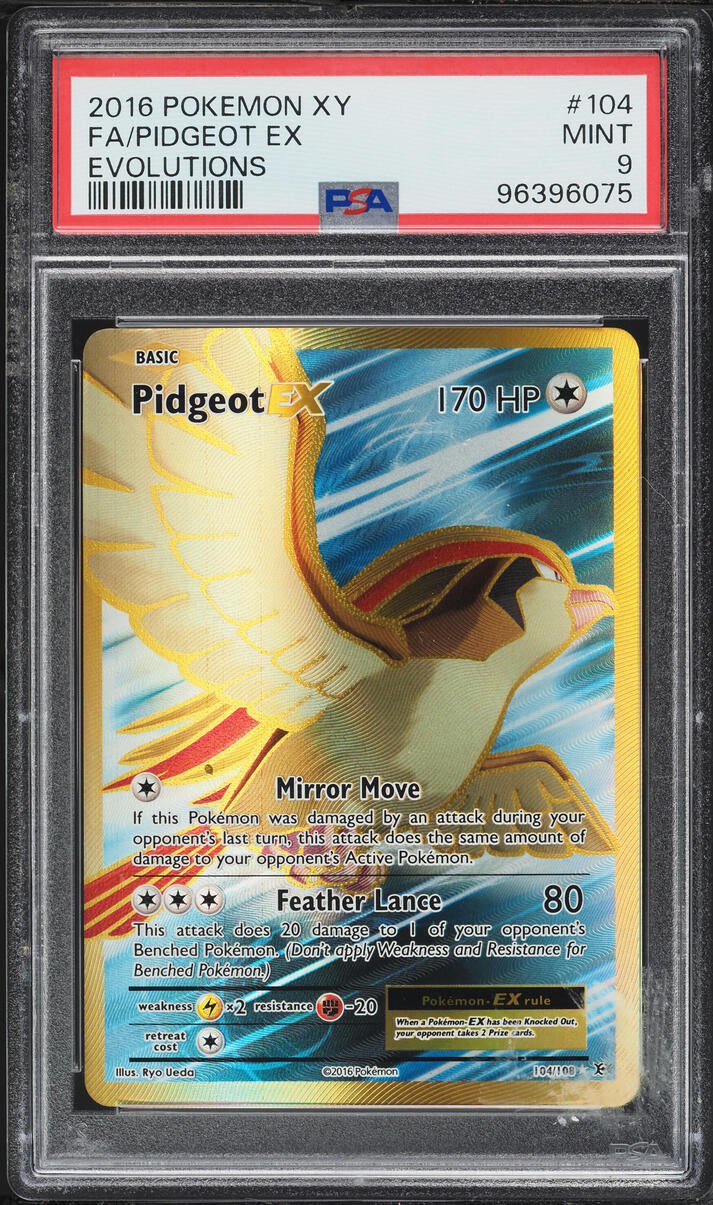 2016 Pokemon XY Evolutions Full Art Pidgeot EX #104 PSA 9 MINT