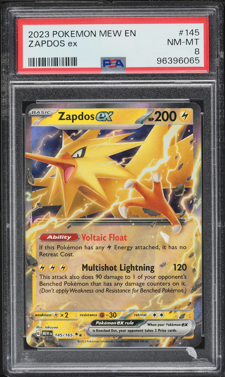 2023 Pokemon Scarlet & Violet 151 Holo Zapdos ex #145 PSA 8 NM-MT