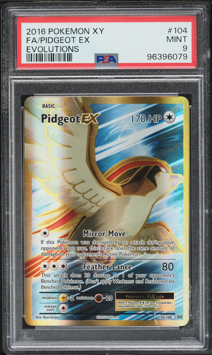 2016 Pokemon XY Evolutions Full Art Pidgeot EX #104 PSA 9 MINT