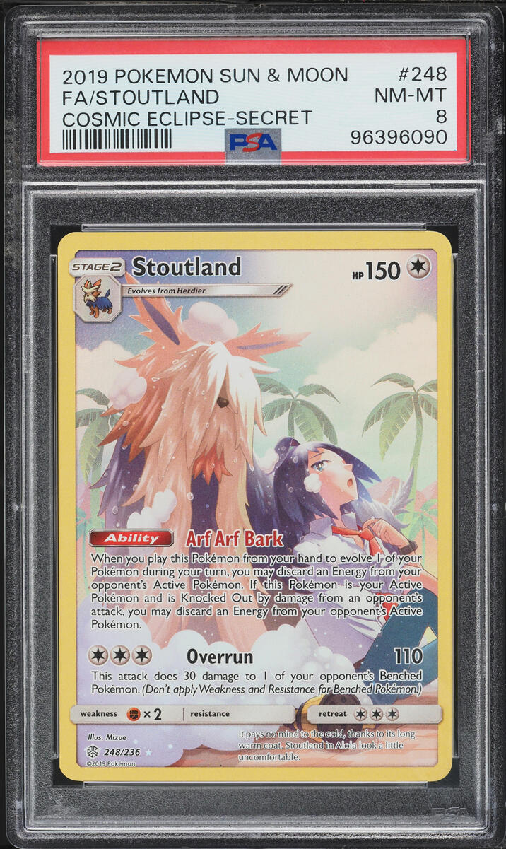 2019 Pokemon Sun & Moon Cosmic Eclipse Full Art Stoutland #248 PSA 8 NM-MT