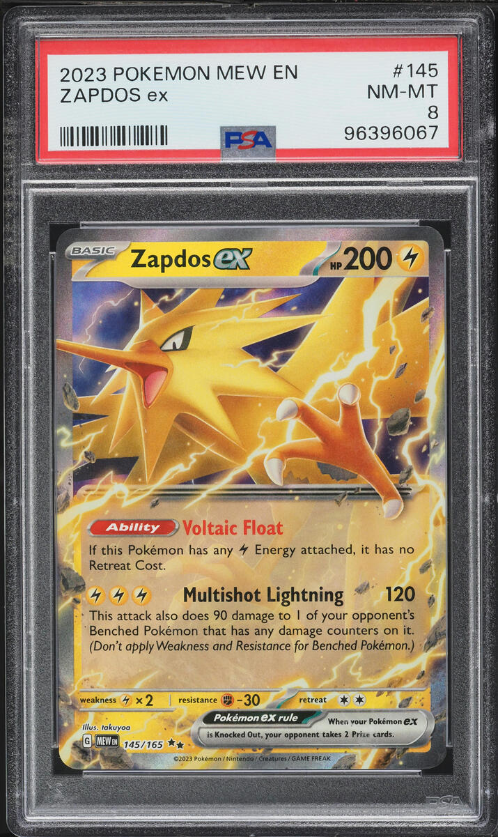 2023 Pokemon Scarlet & Violet 151 Holo Zapdos ex #145 PSA 8 NM-MT