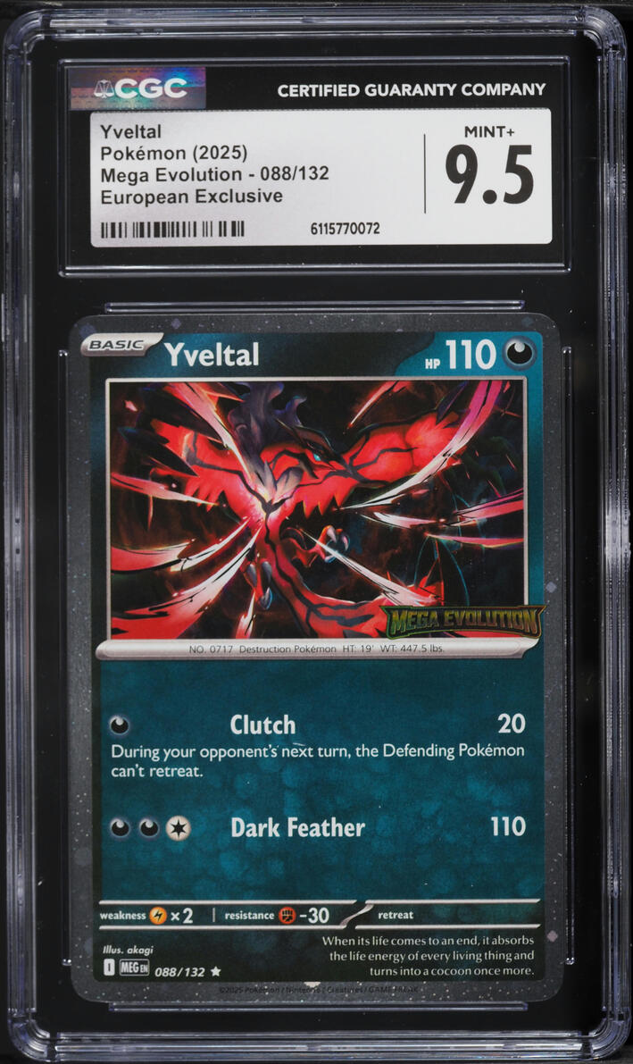 2025 Pokemon Mega Evolution European Exclusive Yveltal #88 CGC 9.5 MINT+