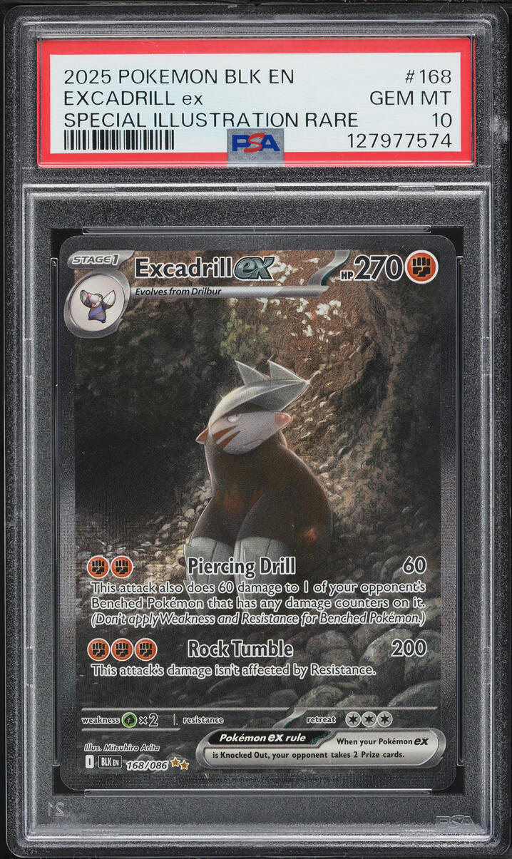 2025 Pokemon Scarlet & Violet Black Bolt SIR Excadrill EX #168 PSA 10 GEM MINT
