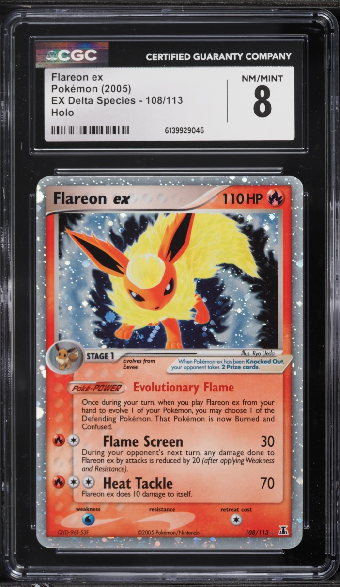2005 Pokemon EX Delta Species Holo Flareon #108 CGC 8 NM-MT