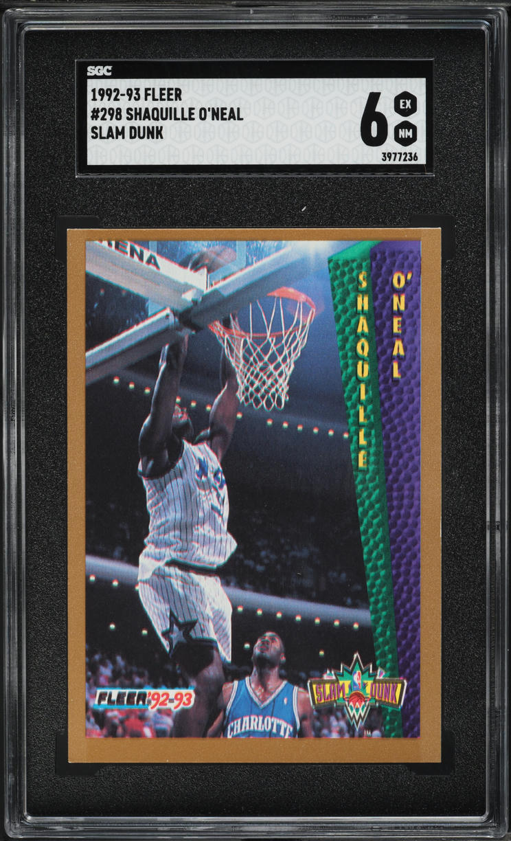 1992 Fleer Slam Dunk Shaquille O'Neal ROOKIE #298 SGC 6 EXMT