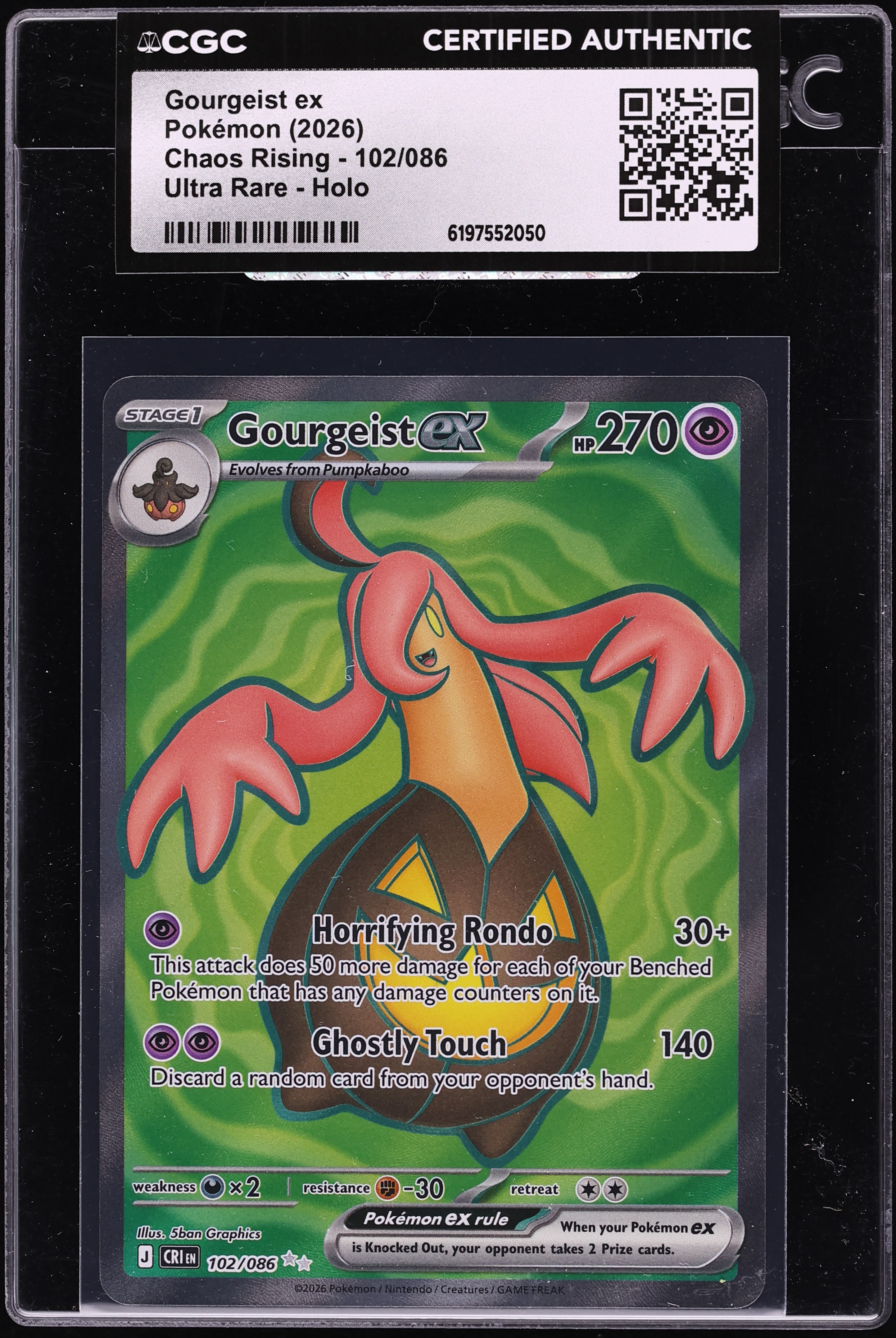 2026 Pokemon Mega Evolution Chaos Rising Full Art Gourgeist Ex #102 CGC AUTH