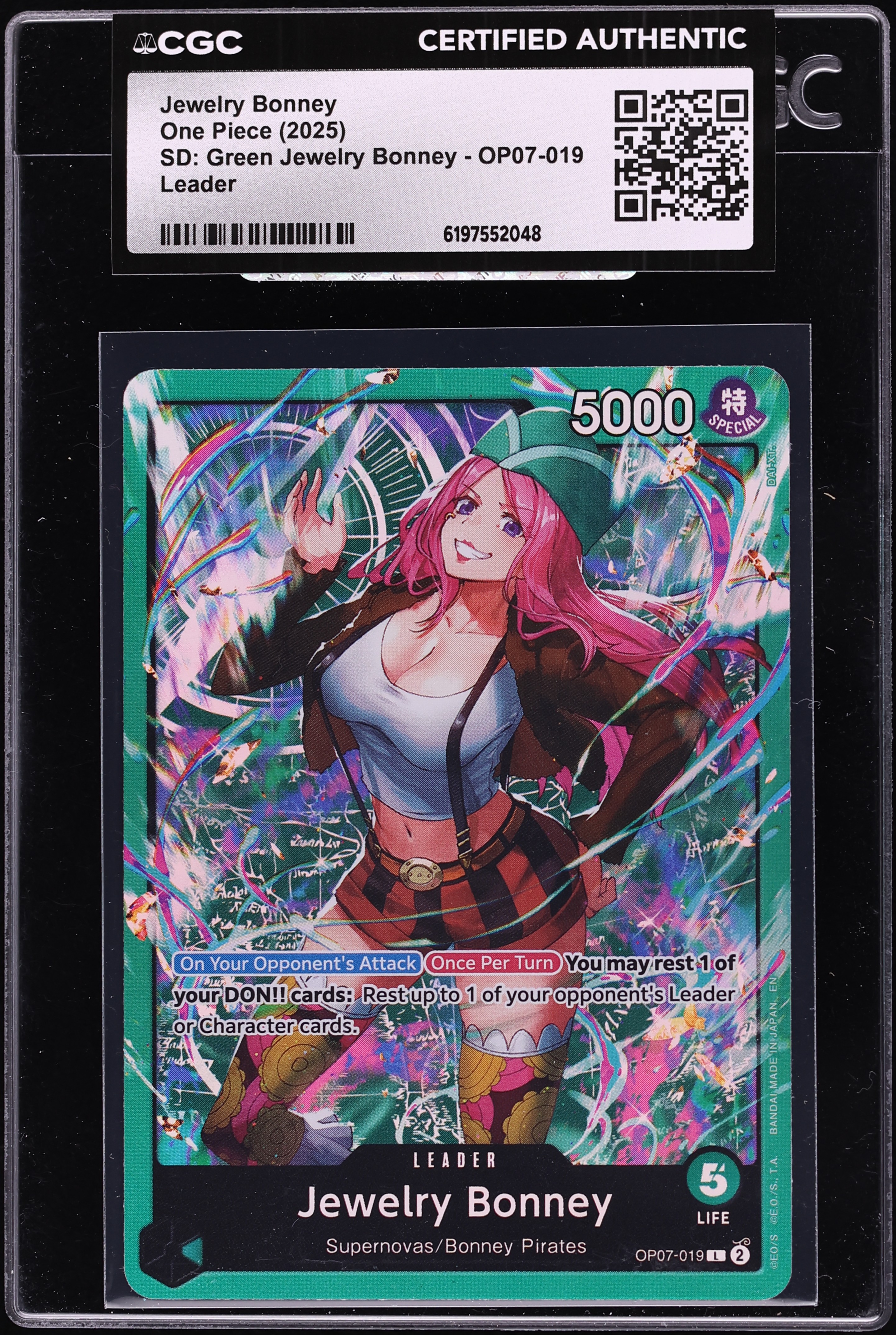 2025 One Piece Starter Deck Green Leader Jewelry Bonney #OP07-019 CGC AUTH