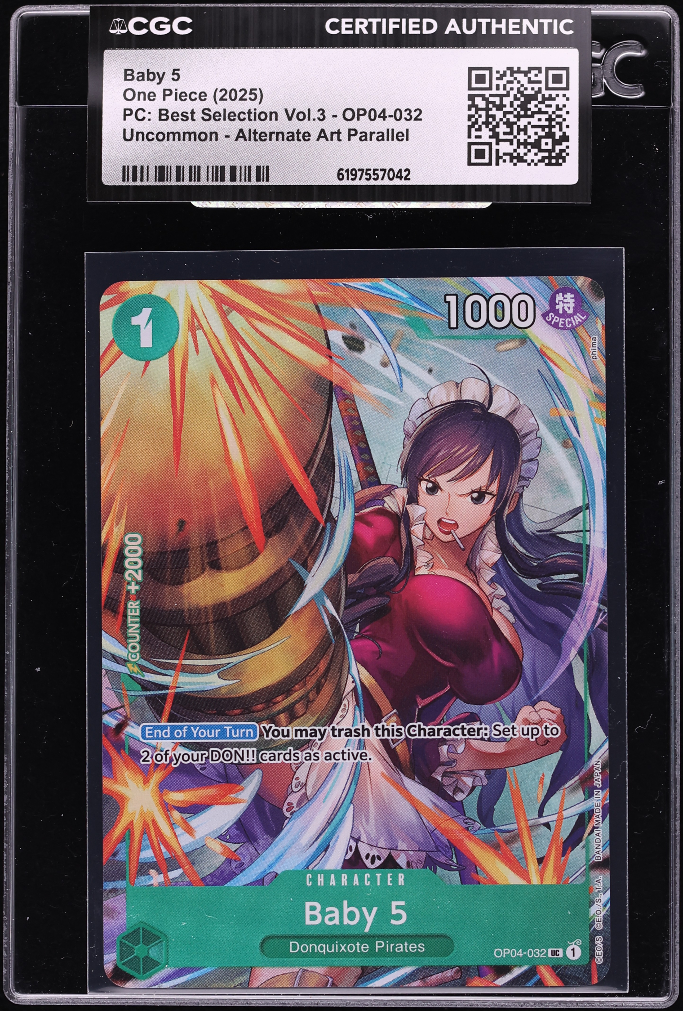 2025 One Piece Premium Best Selection Vol.3 Alt Art Baby 5 #OP04-032 CGC AUTH