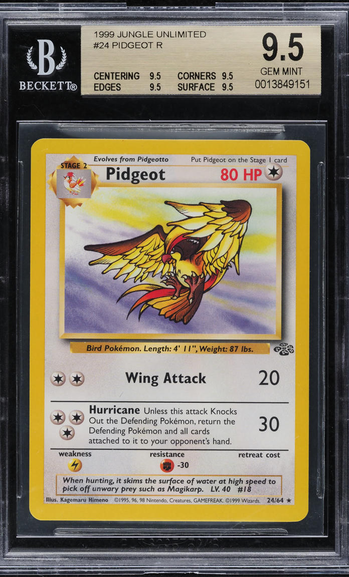 1999 Pokemon Jungle Pidgeot #24 BGS 9.5 GEM MINT