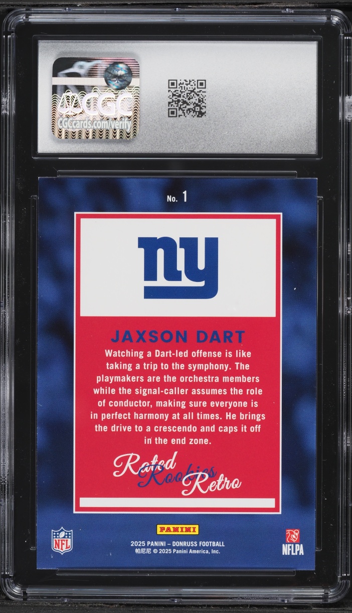 2025 Donruss Rated Retro Jaxson Dart ROOKIE #1 CGC 10 GEM MINT